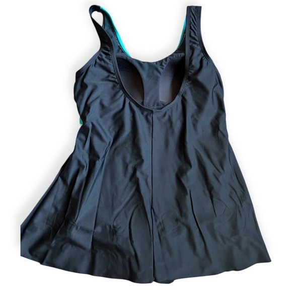 Blair One Piece Swimsuit Dress Aqua and Black Womens Size 10 - Picture 2 of 7